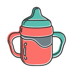 Obraz premium Children's drawing of a sippy cup in pastel colors, minimalist style