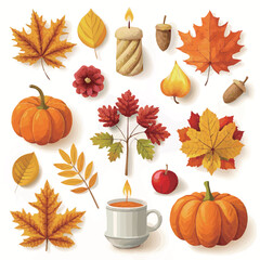  vector flat design elements collection for Autumn season