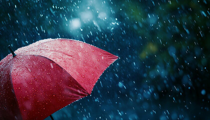 umbrella on a rainy day Splash of drops, concept of rain generated by AI