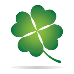 St Patrick's Day. Lucky Four-leaf clover, Green Four leaf clover vector icon. Lucky and happiness concept. Shamrock - green four leaf clover icon. Good luck theme design element.