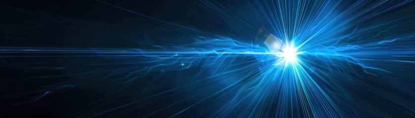 Fototapeta premium blue light shine beam explosion from one point expanse bright horizontal