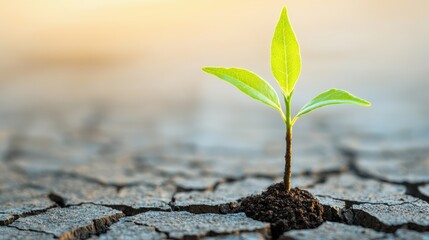 A sapling growing from cracked earth, representing resilience and fresh starts