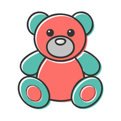 Obraz premium Children's drawing of a teddy bear in pastel colors, minimalist style