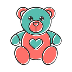 Fototapeta premium Children's drawing of a teddy bear in pastel colors, minimalist style