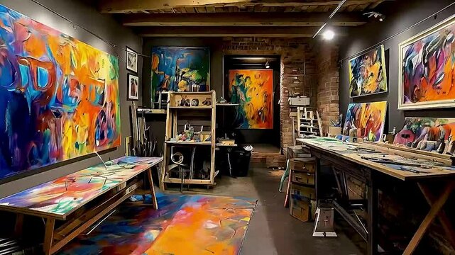 a colorful art studio