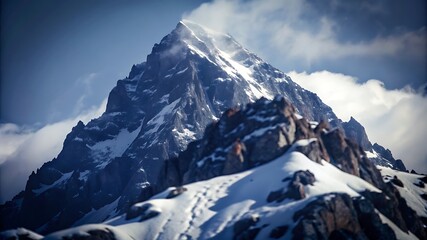 Obraz premium Snowy Mountain Peak Snow Covered Rocks