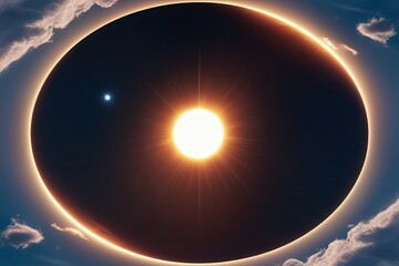 Obraz premium Expressive Visualization of the Total Solar Eclipse on April 8, 2024, in the USA