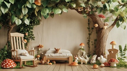 Obraz premium Enchanted Woodland Nursery Interior