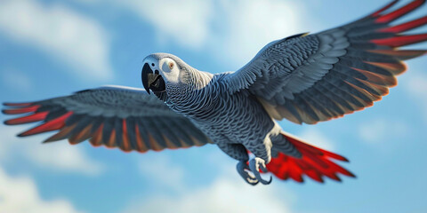 Watercolor Clipart Illustration Of A Cute African Grey Parrot
