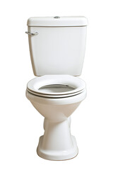 White open toilet isolated on a cutout PNG transparent background