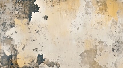 A weathered wall with peeling paint, revealing a textured, earthy surface with shades of beige, brown, and gray.