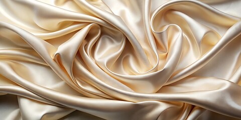 Soothing satin fabric waves in cream and beige colors