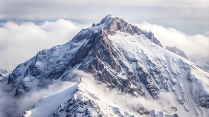 Snowy Mountain Peak Snow Covered Rocks