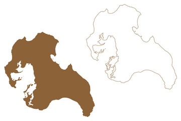 Katchal Island (Republic of India, Nicobar Archipelago, Indian Ocean) map vector illustration, scribble sketch Tihanyu map