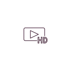 hd video outline icon. Linear vector from cinema concept. Thin line hd video icon isolated on white background