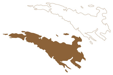 Koolan island (Western Australia, Commonwealth of Australia, Buccaneer Archipelago, Indian Ocean) map vector illustration, scribble sketch Koolan map