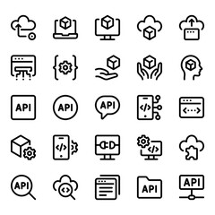 Outline icons set for Application programming interface