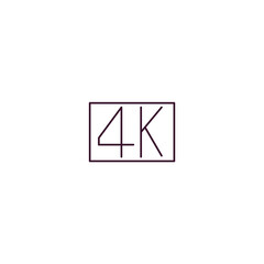 4k outline icon. Linear vector from cinema concept. Thin line 4k icon isolated on white background