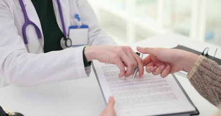 Signing of medical consent in a medical institution with a doctor and a patient