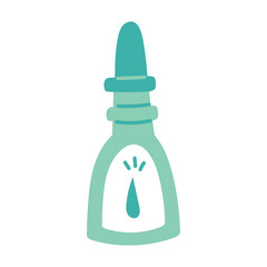 Nose drops, spray. Vector flat illustration for printing, backgrounds, covers and packaging. Cold treatment. Use for greeting cards, posters, stickers and textiles. Highlighted on a white background