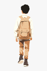 Child walking with backpack