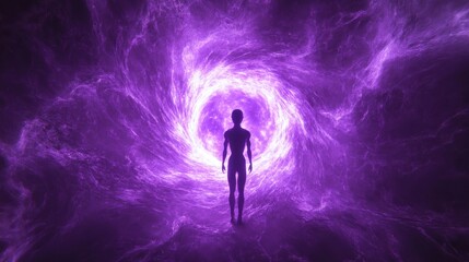 Fototapeta premium Vortex energy glowing purple background.