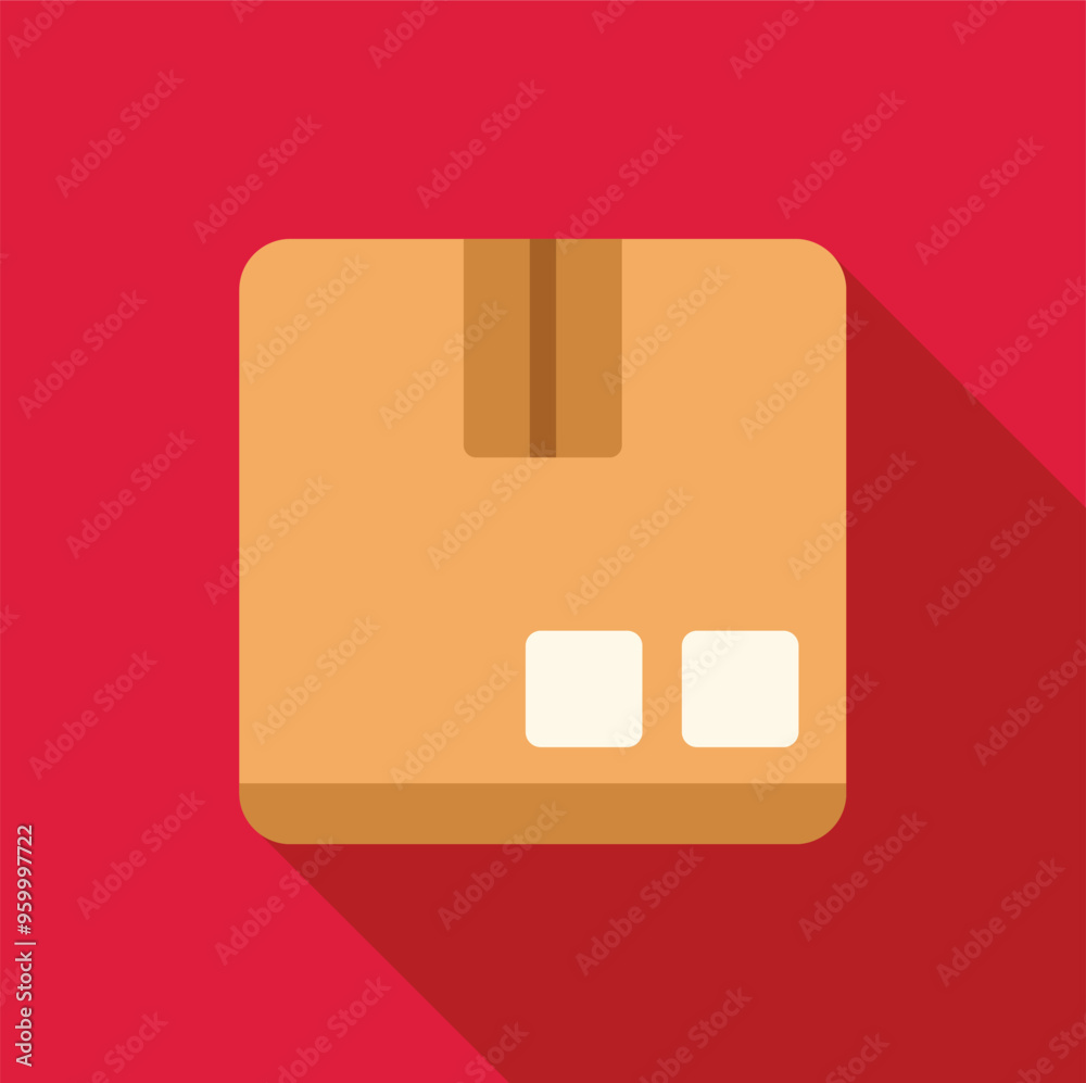 Canvas Prints simple vector illustration of a closed cardboard box on a red background, ideal for shipping and del