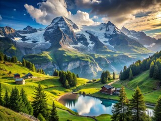 Fototapeta premium Breathtaking Alpine Scenic View Wallpaper