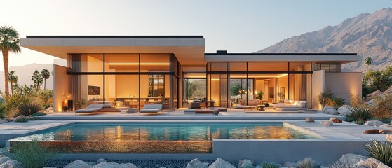 Modern Desert Home with Swimming Pool and Mountain Views