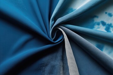 Obraz premium Stormy Ocean Indigo Fabric with Spray Infused Color and Textural Transition