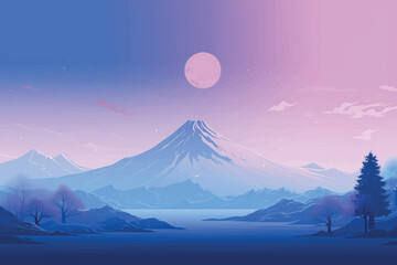 Fototapeta premium Serene mountain landscape at dusk