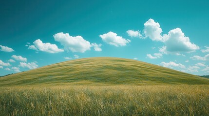 Fototapeta premium Green grass field with blue sky, color tone of the image in 1990s