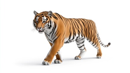 Fototapeta premium Majestic Tiger Walking on White Background