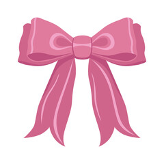 Vector Illustration of soft pink vintage bow. Bow for girly hair decor, flat icons. Ribbons isolated. Trendy girls accessories. Cute hairstyle elements collection