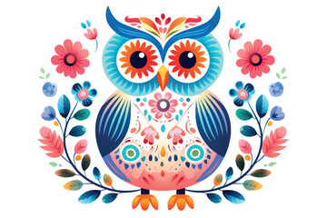 Obraz premium Colorful owl floral illustration