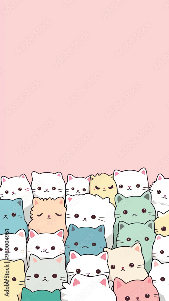 Poster colorful cartoon cats background