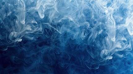 A tranquil navy to sky blue backdrop accented by wisps of white smoke