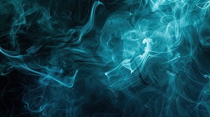 Obraz premium A midnight black to teal gradient wallpaper with blue smoke for a mystical ambiance