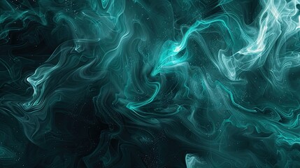 Fototapeta premium Midnight black to dark teal gradient background with spiraling blue smoke for depth