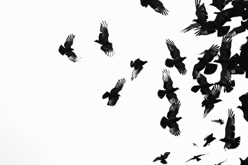 Obraz premium black silhouette flock of birds 