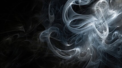 Fototapeta premium Black to dark gray wallpaper with spiraling white smoke trails elegant and mysterious