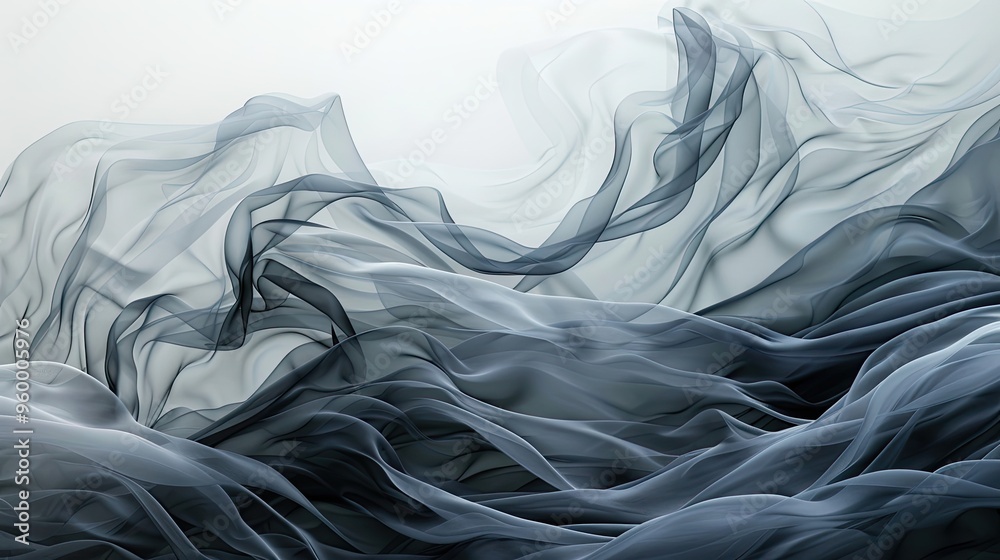 Poster serene charcoal to dove gray wallpaper with subtle white smoke trails for sophistication