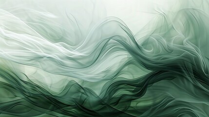 Obraz premium A fresh wallpaper with forest to moss green tones and thin gray smoke trails throughout
