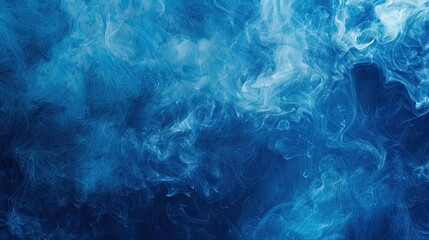 Obraz premium A tranquil cobalt blue to cerulean background with swirling white smoke inviting calm