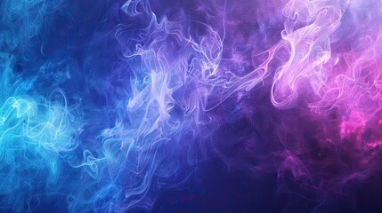 Fototapeta premium Electric blue blending into neon purple with smoky white trails on bold backdrop