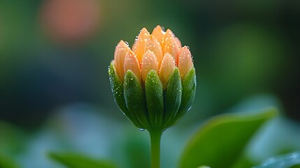 Dew Drops on Flower Bud, Nature Photography