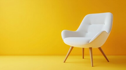 White Chair on Yellow Background