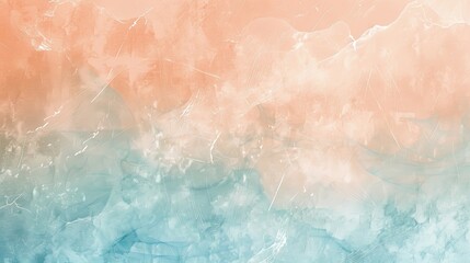 Fototapeta premium Peach and icy blue wallpaper with delicate fibrous paper texture and airy inclusions