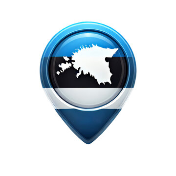 recommend clip art: A blue map pin with the Estonian flag and outline of Estonia