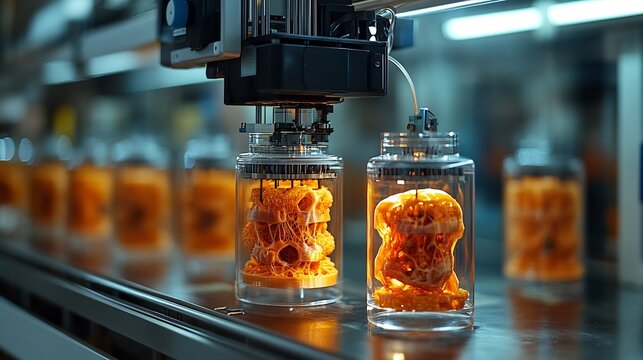 3d bioprinter creating an artificial organ layer by layer in a sterile lab environment